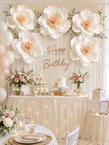High-Quality 6pcs Large Size 29.97cm*6 Artificial Peony Simulation Flowers, High-Quality Handmade Paper Flower Set For Wedding Flower Wall Decor, Window Arch Arrangement, Birthday Party Photo Backdrop, Home Wall Decoration - 6Pcs - View 1