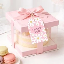 3.3" X 2.1" Daisy Thank You Tags With Strings, Gift Tags For Teacher's Day, Baby Shower, Wedding, Birthday, Pink Paper Tags - View 6