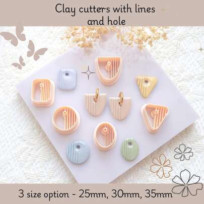 3pcs Minimalist Line Shape Clay Molds, Geometric Polymer Clay Earring Molds, Reusable Craft DIY Tools