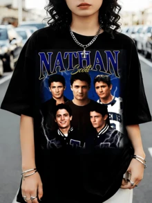 Nathan Scott Retro Bootleg T-Shirt,ONE TREE GILL Vintage Tee - Black - View 1