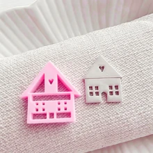 Bộ 1/4 khuôn cắt đất sét polymer hình ngôi nhà làng quê, khuôn dập nổi phong cách Boho để làm khuyên tai, dụng cụ làm đồ thủ công bằng đất sét sản xuất tại Canada. - Hồng - Xem 3
