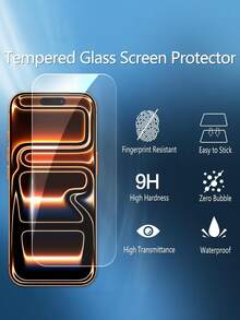 3pcs High Definition Tempered Glass Screen Protector Compatible With IPhone 17/Air/17 Pro/17 Pro Max/16 Pro Max/15 Pro Max/14 Pro Max/13/12/11 Pro Max Glass Protection - 9H Hardness Scratch Resistant High Definition Transparent 99.9% Touch Accuracy Tempered Glass Screen Protector - Clear - View 3