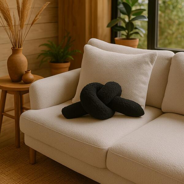 Teddy Boucle Love Knot Pillow Pink Knot Pillow