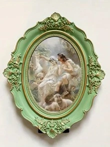 1 件复古椭圆形相框 - 青铜色和金色玻璃，欧式工艺，斜边设计，带展示架，可壁挂/桌面两用 - 适用于客厅照片墙、豪华家居装饰、收藏家礼品展示 - 复古风格相框 - 祖母/千禧一代装饰 - 传家艺术品 - 精选置物架装饰 - 优雅的房间中心摆件 - 彩色 - 查看 5