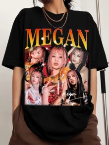 Megan Katseye Graphics Printed Men's Sports T-Shirt With Crew Neck And Short Sleeves - Black - View 6