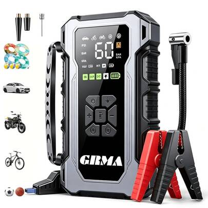 10-In-1 Multi-Functional Emergency Start Power Supply With Air Pump, 150PSL Portable Car Battery Starter, Digital Tire Inflator, Suitable For 2.64 Gallon Gasoline Or 2.38 Gallon  Battery, LED Emergency Light, Car Emergency Tool.