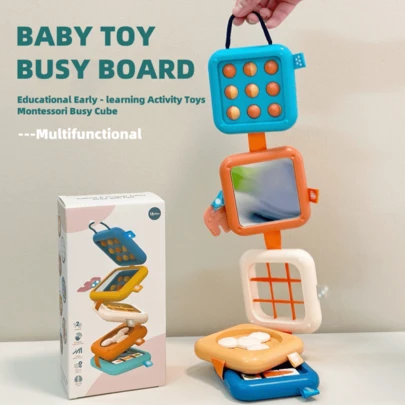 1 unidade de brinquedo sensorial para bebês, cubo de brinquedo Montessori para os dedos, brinquedo portátil para viagens, ideal para crianças pequenas, presente de aniversário ou Natal para meninos e meninas (cor aleatória)