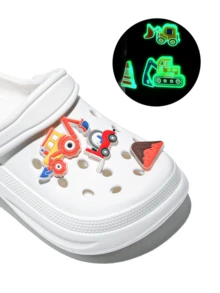 HOEASE Youngsters' Garden Clogs, EVA Non-Slip Beach Shoes, Breathable Slip-On Design With Luminous Cartoon Charms For Boys And Girls, All-Season Footwear - White - View 1