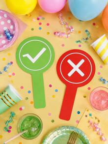 2pcs Double-Sided YES NO Answer Paddles, Handheld Voting Signs Suitable For Party Games, Q&A Activities, Game Show Props, Team Building, Office Parties, Wedding Receptions, Classroom Competitions, Fun Event Supplies - Right Or Wrong, Raise Your Hand to Indicate. - View 8
