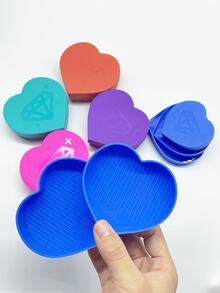 Green Stackable Heart-Shaped Silicone Tray, 3 Sizes Available, Diamond Painting Bead Sorting Tray, Multi-Purpose Storage Tray, Suitable For DIY Crafts, Jewelry, Small Parts Storage, Organizing Tool, Perfect For Craft Enthusiasts, Beginners, Adults, Children - Drill Disk - View 4