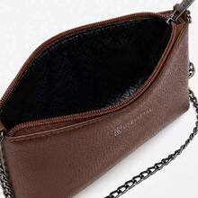 USEVITTAL Vittal Annelise Women's Clutch Bag In Genuine Leather, Black And Caramel, With Chain Strap. - 咖啡棕 - 查看 4