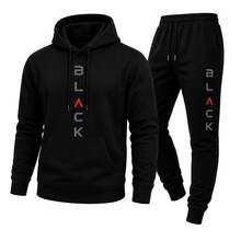 Conjunto Black Masculino Estiloso Estampado Luxo Premium  Bolso    Solto    Inverno - Preto - Visão 11