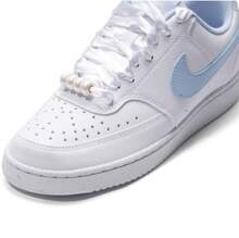 Nike Court Vision Low 合成皮革 復古日常舒適耐穿 透氣支撐 低筒 板鞋 女款 - 白藍 - 查看 7