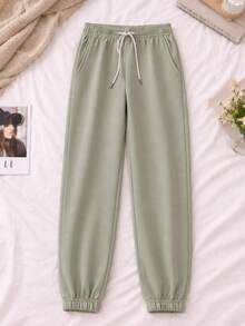 Women Jogger Pants Pantalones Mujer Relax Fit Elastic Cuff Streetwear Trousers - Verde - Ver 2