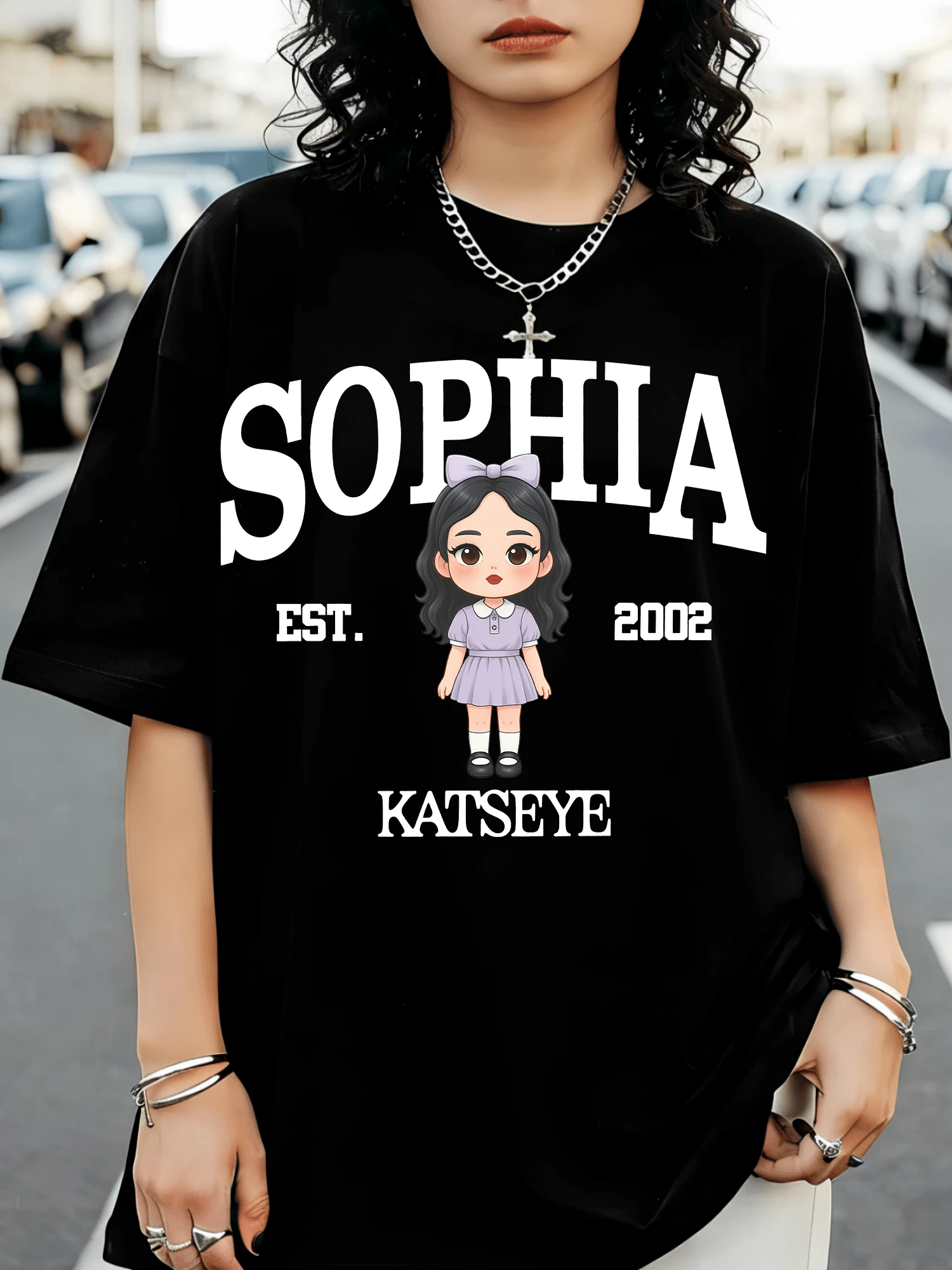 The Black KATSEYE SOPHIA K-Pop Merchandise T-Shirt - Black - View 1