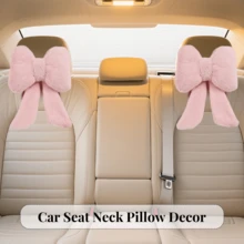 Oaoleer 2 Pack Bow Car Headrest Pillows Plush Neck Pillows For Travel Driving Office Chair Head Support Cushions, Also Cute Car Decor Accessories For Women (Pink) - Multicolor - View 1