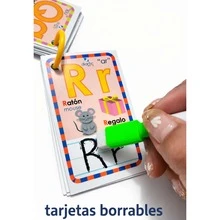 Erasable Alphabet Flashcards (Spanish/English) + Marker With Eraser - Black and White - View 8