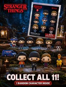 1pc Netflix "Stranger Things" Official Licensed Blind Box 3D Character Pendant Blind Bag Anime Figure Keychain Collectible Accessory, Includes Eleven, Dustin, Lucas, Mike, Will, Robin Set - Multicolor - View 2