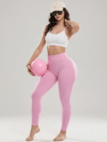 KyrLssu Quần yoga nữ, quần short đạp xe màu đen, quần legging thể thao nữ, quần skinny có túi, thích hợp cho đạp xe trong nhà/ngoài trời, chạy bộ, tập luyện, thiết kế cạp chéo, dáng ôm, quần legging thể dục có túi, quần legging thể dục mùa xuân. - Hồng - Xem 3