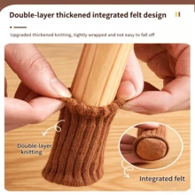 4 buah Pelindung Kaki Kursi Tebal, Kaus Kaki Furnitur Rajutan Elastis dengan Alas Felt, Penutup Kaki Kursi Makan dan Sofa Tahan Aus dan Senyap, Perlindungan Lantai Anti Gores - A - View 5