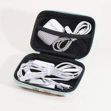 Estuche rígido de EVA multifuncional y portátil con estampado, adecuado para almacenar y proteger cables, cargadores y auriculares - Multicolor - Ver 6
