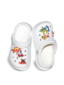 HOEASE Youngsters' Garden Clogs, EVA Non-Slip Beach Shoes, Breathable Slip-On Design With Luminous Cartoon Charms For Boys And Girls, All-Season Footwear - White - View 3