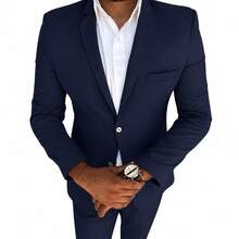 Men's Suit In Polyviscose PV For Weddings - Blue Night - View 1