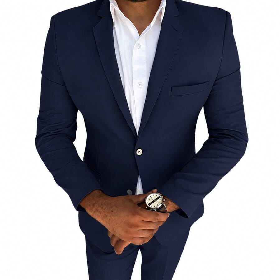 Men's Suit In Polyviscose PV For Weddings - Blue Night - View 1