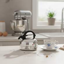 60 Minute Kitchen Timer Alarm,  Easy To Read Scale, Non Slip Base Mechanical Teapot Shaped Timer Clock Counting Tools For Home & Restaurant Use, Cooking Time Tracker, - Silver - View 7