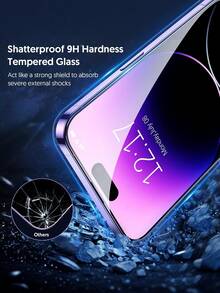 2片裝全螢幕防偷窺鋼化玻璃螢幕保護貼，相容 iPhone 18/17/16/15 Pro Max/14 Plus/16/15/14/13/11 Pro/X/XS Max/12 Mini/XR，防偷窺、防水、防震、防刮，隱私膜，適合作為家人朋友的生日禮物，適用於日常辦公與居家使用的手機配件 - 黑色 - 查看 4