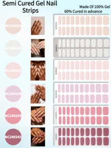 Showyboo Semi-Cured Gel Nail Stickers 20pcs, Translucent Soft Solid Color Design, Protects Natural Nails, UV Lamp Required, Versatile For All Seasons, Suitable For Home Leisure, Wedding Looks, Weekend Gatherings And Vacations - Multicolor - View 3