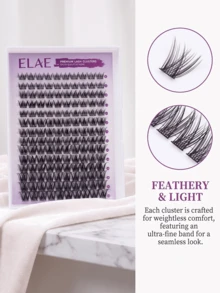 ELAE Premium Individual Lash Clusters, DIY Eyelash Extensions At Home, 3D Fluffy Volume Fox Eye Cat Eye Faux Mink Fake Lashes, D Curl 8-14mm Mixed Length, Soft Band, Reusable Dramatic Salon Quality - Tóc bồng bềnh (8-14mm) - Xem 5