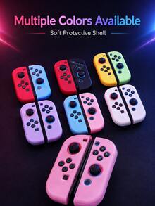 Soft Silicone Full Protective Case For Nintendo Switch OLED/Switch NS Joy-Con Controller, Anti-Slip Anti-Sweat Shock-Proof Gaming Accessories, Cute Macaron Colors, Designed Compatible With Switch Players, Compatible With Switch NS/Switch OLED, Various Color Combinations Available, Switch Gaming Accessories, Controller Accessories, Pink, Anti-Drop Anti-Slip, Anti-Scratch - Multicolor - View 6
