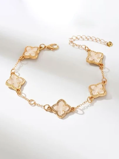 1 pieza Pulsera de trébol de cuatro hojas vintage elegante para mujeres, adecuada para uso diario, fiestas o citas. También un excelente regalo de cumpleaños o Día de San Valentín para ella.