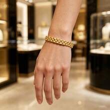 VceTd 1 Set Perhiasan Gaya Modis Motif Daun Semanggi dari Baja Tahan Karat, Cocok untuk Wanita, Cocok untuk Bepergian atau Pemakaian Sehari-hari - Yellow Gold - View 5