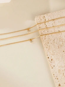 1 chiếc dây chuyền mặt dây nhiều lớp tua rua tối giản màu vàng, thích hợp để đeo vào ngày Valentine hoặc làm quà tặng cho bạn bè. - Vàng - Xem 5