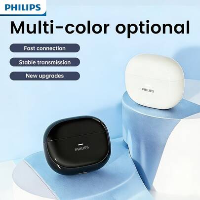  Philips TAT1040 Bluetooth 6.0 Earbuds, AI Noise Cancelling Mic, Semi-In-Ear Lightweight, 13mm Bass Driver, 11H Playtime, True Wireless Headphones