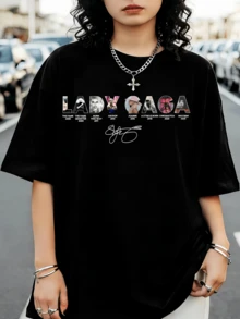 L-LadyS G-GagaS Abracadabra Signature Graphic T-SHIRT - Black - View 6