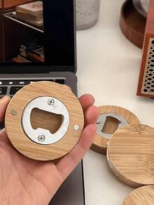 40/20/10個竹製圓形磁性開瓶器 DIY 可客製化、可雕刻、可上漆，打造個性化原創設計，木製冰箱磁鐵，適合婚禮伴手禮、婚禮桌卡、新娘派對、嬰兒洗禮、復活節、聖餐禮、洗禮、生日派對、畢業派對禮物 - 卡其色 - 查看 5