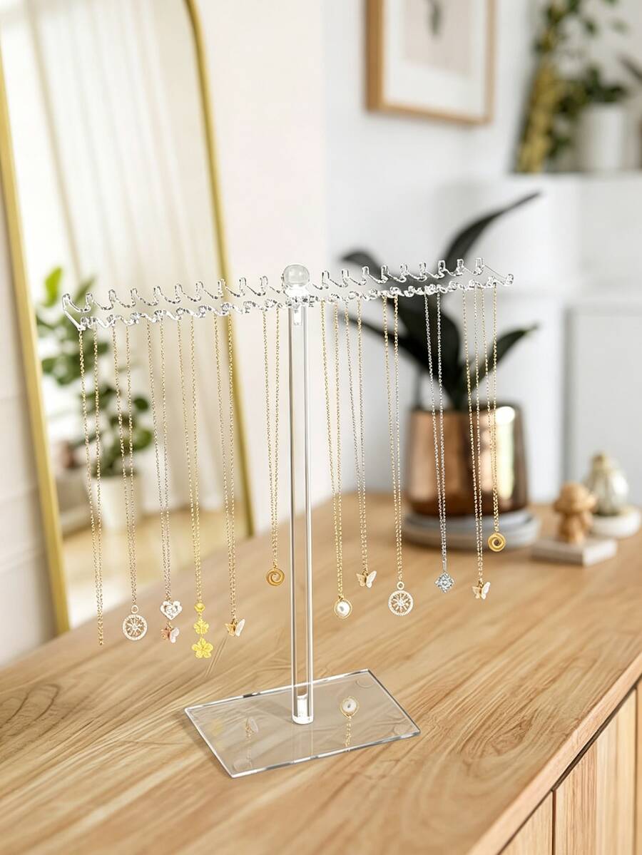 1 hộp trưng bày dây chuyền acrylic, giá đỡ dây chuyền trong suốt, hộp đựng trang sức và vòng tay, giá trưng bày có móc hai mặt, hộp đựng dây buộc tóc. - Nhiều màu - Xem 1