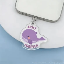 1PC Bangtan USB C Dust Plug For Bluetooth Earbuds, 2-In-1 Acrylic Purple Friendship Keychain Pendant, Type C Charging Port Cover Protector Compatible With JBLs T280TWS X3 Samsungs Buds4 Apples Xiaomis Buds 6 IPhones 15 16 Android Phones, Fan Gift - View 8