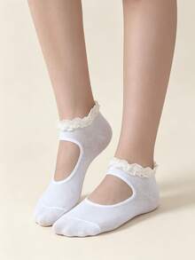 1/5 Đôi tất cổ ngắn kiểu ballet dễ thương, viền ren, nhẹ, thích hợp cho mùa xuân/hè (Chỉ có tất, không có lót tất) - Nhiều màu - Xem 12
