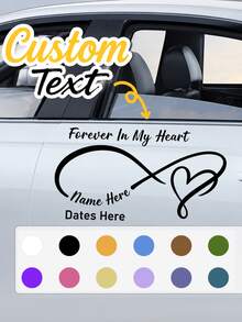 Infinite Heart Memorial Car Sticker, Personalized In Loving Memory Vinyl Decal, Customizable Name, Date & Text, Car Window Memorial Sticker, Waterproof UV Resistant Durable Material, Suitable For Cars, Trucks, SUVs, Laptops & Walls, Memorial Sticker For Deceased, Mourning & Condolence Gift, Custom Car Decor Sticker, Simple & Solemn Memorial Design - Multicolor - View 7