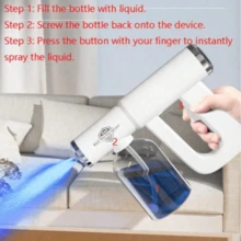 Pistola de Pulverização de Desinfetante Nano Profissional: Pulverizador Elétrico e Pistola de Vapor Nano Portátil sem Fio, com Luz Azul, Possibilitando Desinfecção sem Contato. - Branco - Ver 3
