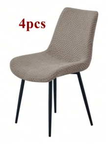 1/4 Set Nordic Style Curved Dining Chair Covers, Solid Color Elastic Chair Seat Protector Covers Suitable For Kitchen, Wedding, Party, Restaurant - Khaki - View 6