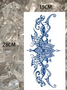 Stiker Tato Jus Semi-Permanen Ukuran Besar, Menampilkan Bunga Teratai Sebagai Elemen Utama, Dipadukan Dengan Pola Gulir Simetris dan Motif Mata Mistis, Garis Halus dan Lembut, Memancarkan Suasana Zen yang Eksotis. Tahan Air, Tahan Keringat, Efek Tato Realistis, Biasanya Bertahan 1-2 Minggu. Serbaguna untuk Pria dan Wanita, Mudah Diaplikasikan dan Dilepas, Dapat Menutupi Bekas Luka, Cocok untuk Mereka yang Ingin Merasakan Gaya Tato Tanpa Tinta Permanen. - Biru - View 4