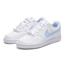 Nike Court Vision Low 合成皮革 復古日常舒適耐穿 透氣支撐 低筒 板鞋 女款 - 白藍 - 查看 5
