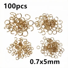 100 chiếc khoen nối hở bằng thép không gỉ mạ vàng, đường kính 3-10mm, vật liệu làm trang sức thủ công, thích hợp để tự làm khuyên tai và vòng cổ. - Vòng mở - Xem 29