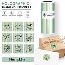 Holographic Continuous Sticker Paper, Self-Adhesive Thermal Labels Compatible With Mini Portable Printers, Multi-Purpose Holographic Stickers For Names, Gift Wrapping, Holiday Parties & DIY Decoration - View 4