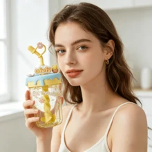 Miniso 名创优品迪士尼Ufufy花卉系列吸管搅拌杯饮水杯可爱卡通小熊维尼小飞象米妮黛丝水瓶保温杯礼品装560毫升/18.94盎司 - 彩色 - 查看 3